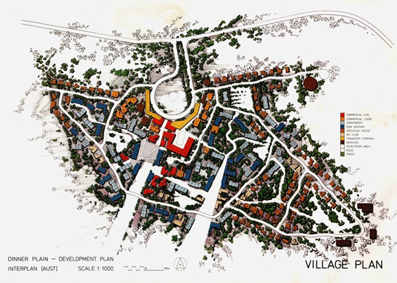 The Dinner Plain Village Plan designed by Peter McIntyre in 1986.